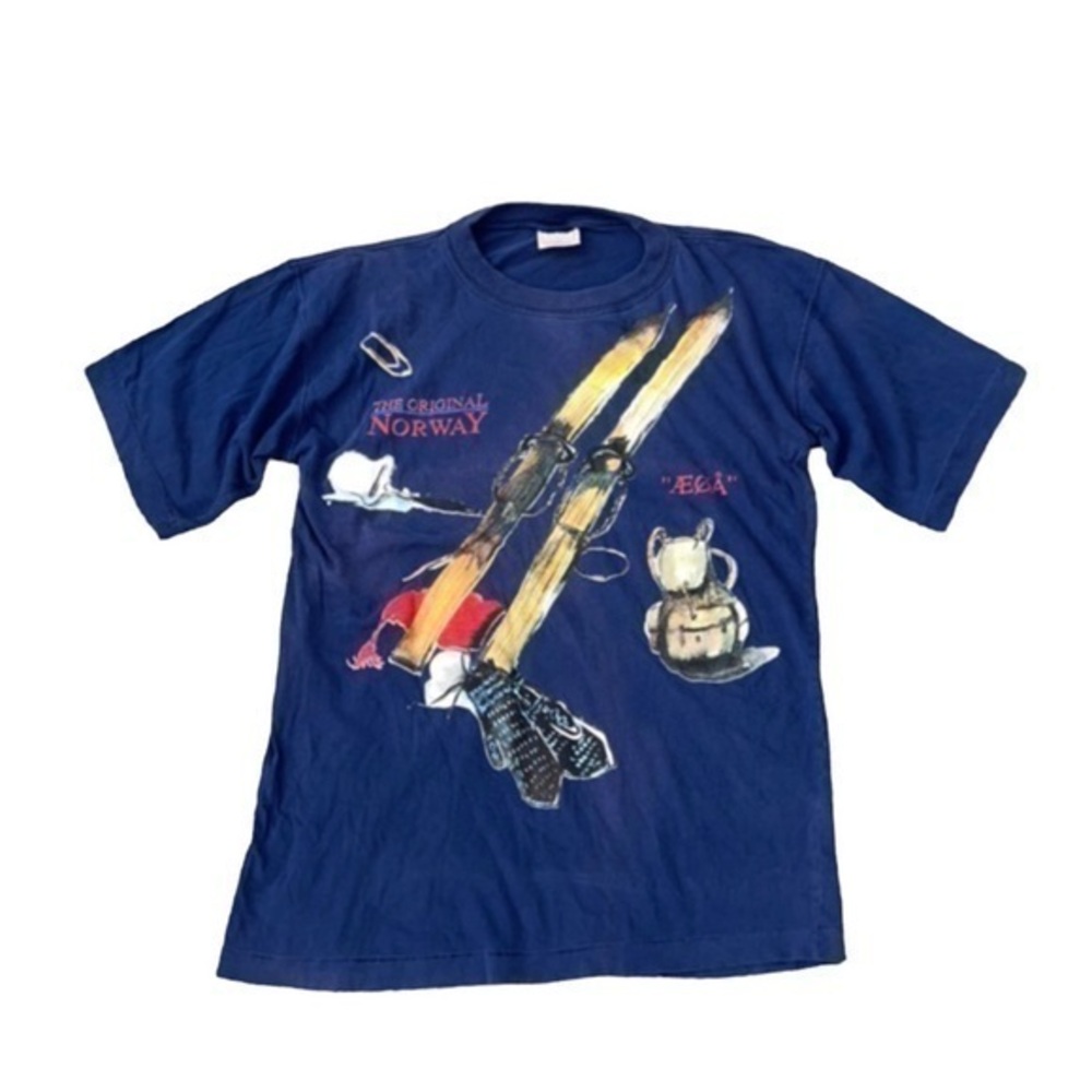 The Original Norway Ski Golden‎ Line ÆØÅ Vintage Blue Short Sleeve Tee